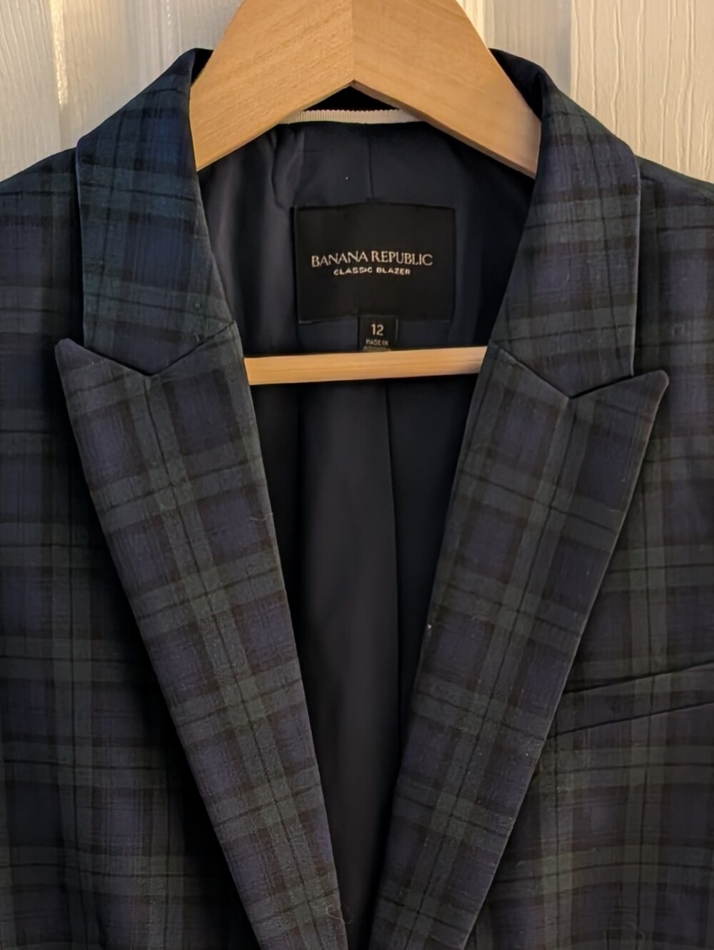 Banana Republic Navy and Green Plaid Sport Coat
